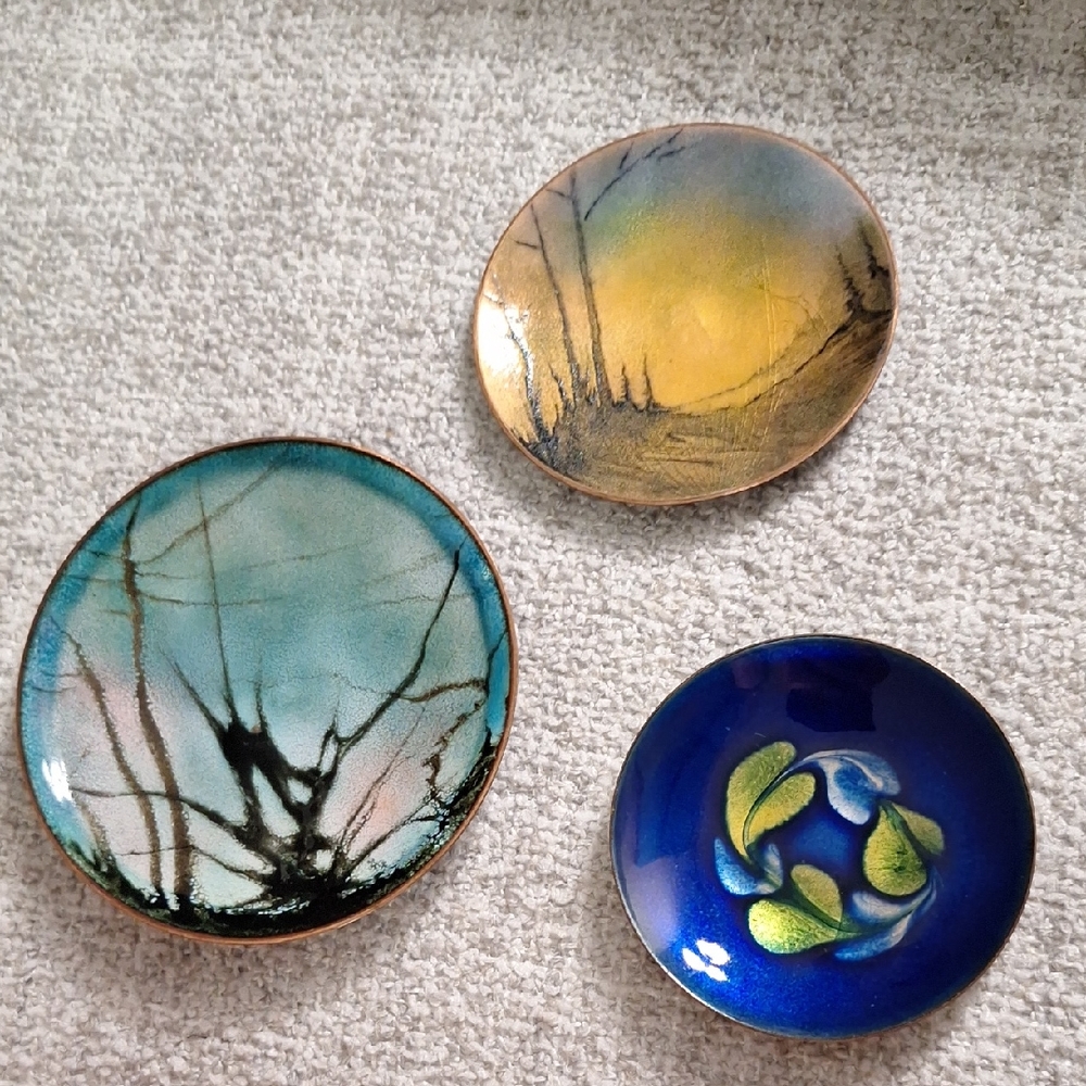 Enamel On Copper Trinket Plates
